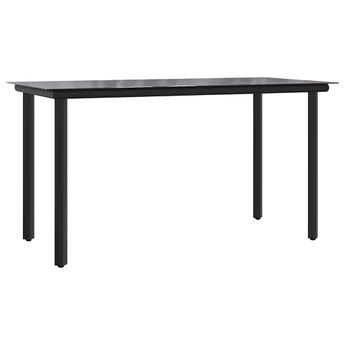 vidaXL Patio Dining Table Black 78.7"x39.4"x29.1" Steel and Tempered Glass