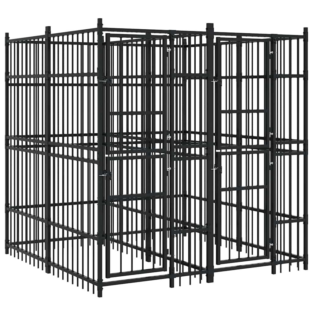 vidaXL Outdoor Dog Kennel Steel 39.7 ftÂ²