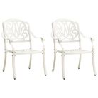 vidaXL Patio Chairs 2 pcs Cast Aluminum White