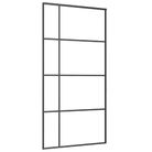 vidaXL Sliding Door ESG Glass and Aluminum 40.4"x80.7" Black