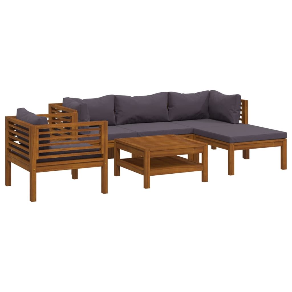 vidaXL 6 Piece Patio Lounge Set with Cushion Solid Acacia Wood