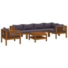 vidaXL 7 Piece Patio Lounge Set with Cushion Solid Acacia Wood