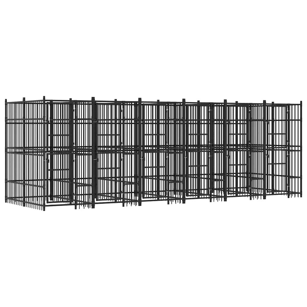 vidaXL Outdoor Dog Kennel Steel 119 ftÂ²