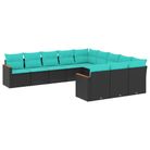 vidaXL 11 Piece Garden Sofa Set with Cushions Black Poly Rattan