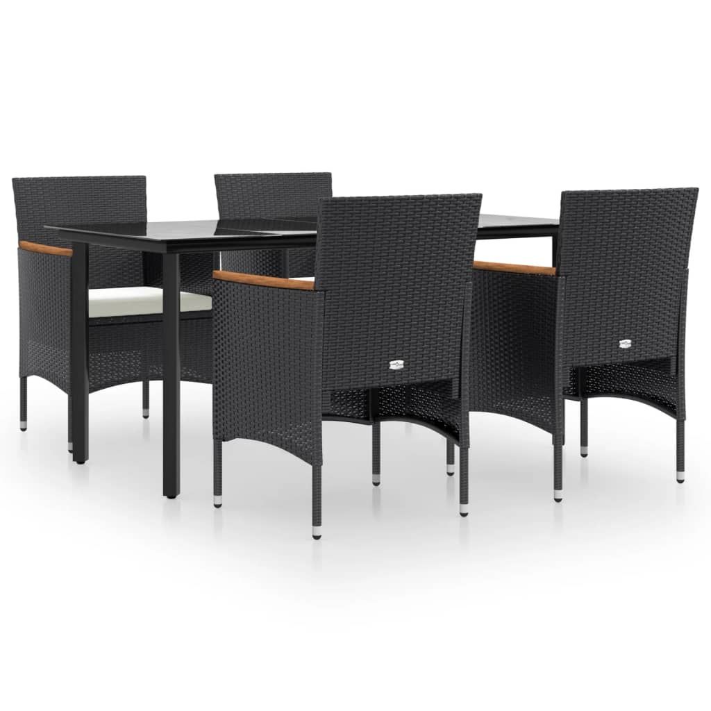vidaXL 5 Piece Garden Dining Set with Cushions Black