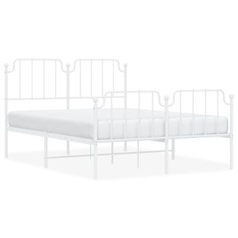 vidaXL Metal Bed Frame without Mattress with Footboard White 135x190cm