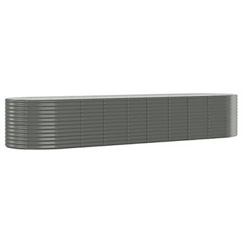 vidaXL Garden Raised Bed Galvanized Steel 155.9"x39.4"x26.8" Gray