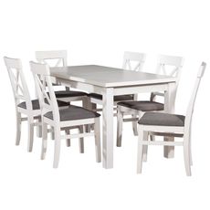 Dining set Cyprian 1+6 ST28 160X80+40 + W31 white