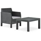 vidaXL 2 Piece Garden Lounge Set with Cushion PP Rattan Anthracite