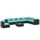 vidaXL 9 Piece Patio Lounge Set with Cushions Poly Rattan Black
