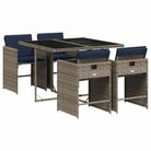 vidaXL 5 Piece Garden Dining Set with Cushions Grey Poly Rattan