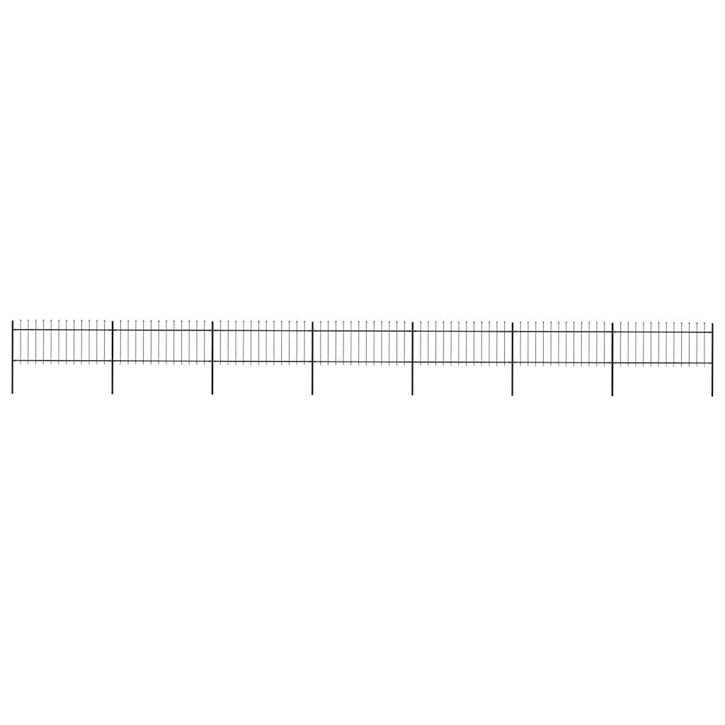 vidaXL Garden Fence with Spear Top Steel 1248x80 cm Black