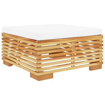 vidaXL Garden Footrest with Cream Cushion Solid Wood Teak