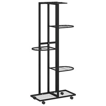 vidaXL 5-Floor Flower Stand with Wheels 17.3"x9.1"x39.4" Black Iron