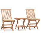 vidaXL 3 Piece Folding Patio Dining Set with Cushion Solid Teak Wood