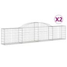 vidaXL Arched Gabion Baskets 2 pcs 300x30x60/80 cm Galvanised Iron