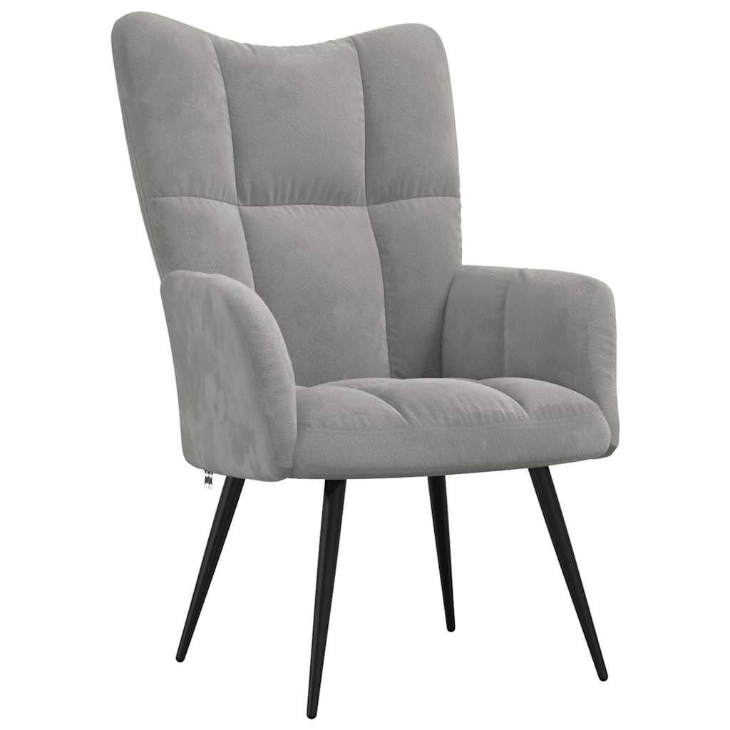 vidaXL Relaxing Chair Light Grey Velvet
