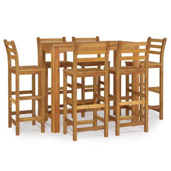 vidaXL 7 Piece Patio Bar Set Solid Wood Acacia