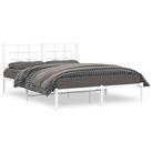 vidaXL Metal Bed Frame without Mattress with Headboard White 59.1"x78.7"