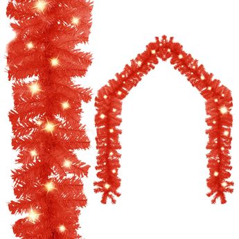 vidaXL Christmas Garland with LED Lights 33 ft Red