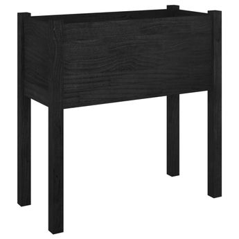 vidaXL Garden Planter Black 27.6"x12.2"x27.6" Solid Wood Pine