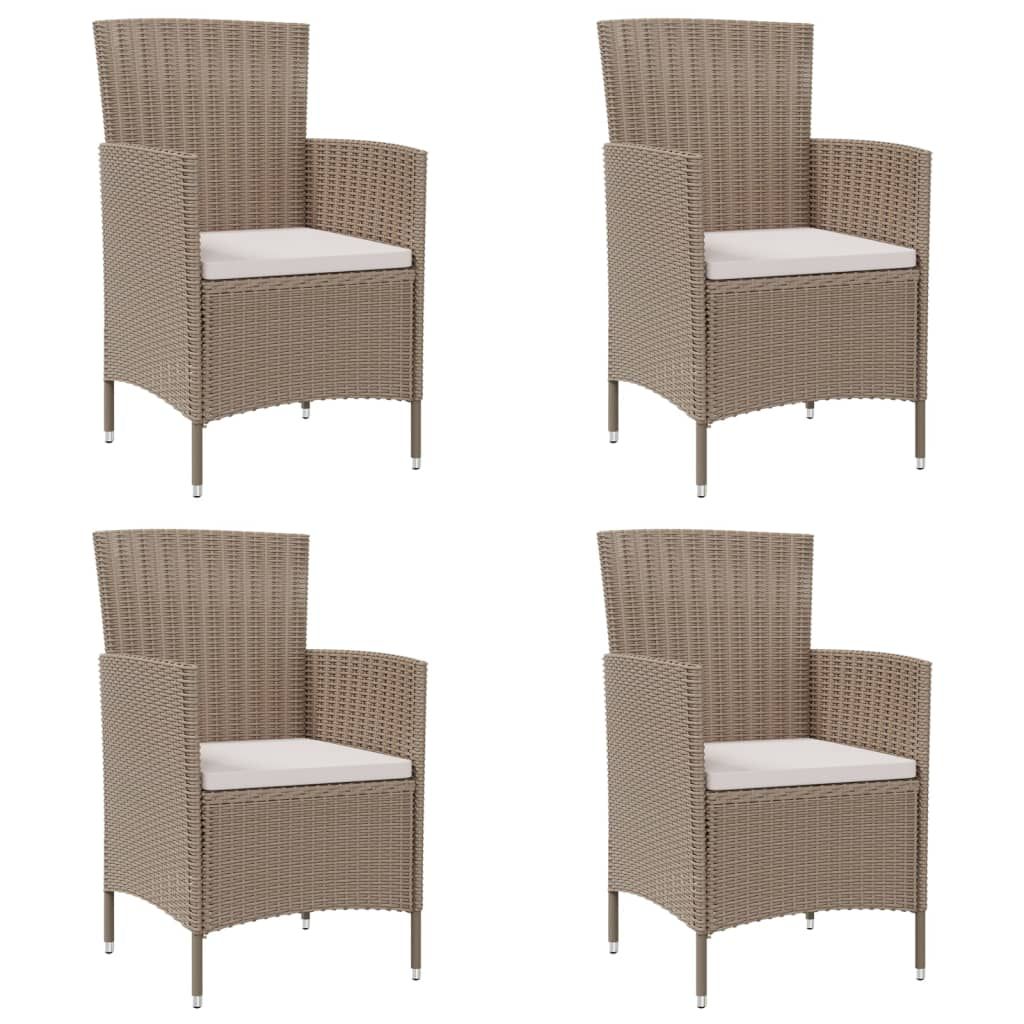 vidaXL Garden Chairs with Cushions 4 pcs Poly Rattan Beige