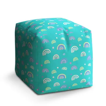 Sablio Taburet Cube Barevné duhy - 50x50x50 cm