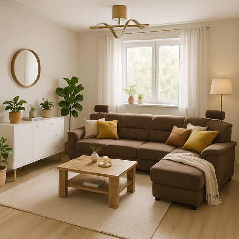 Design living room in brown tones