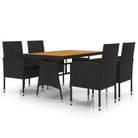 vidaXL 5 Piece Outdoor Dining Set Poly Rattan Black
