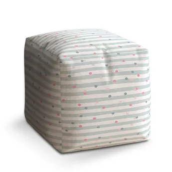 Sablio Taburet Cube Tečky a pruhy - 50x50x50 cm