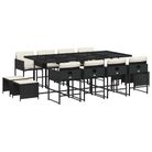 vidaXL 13 Piece Patio Dining Set with Cushions Black Poly Rattan