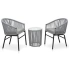 vidaXL 3 Piece Bistro Set with Cushions PE Rattan Anthracite