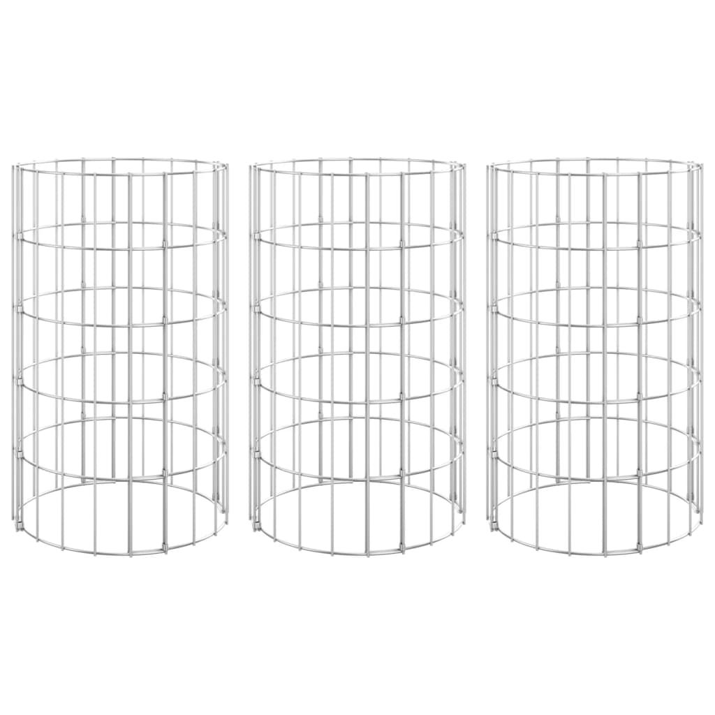vidaXL Circular Gabion Raised Beds 3 pcs Galvanized Steel Ã11.8"x19.7"