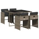 vidaXL 5 Piece Patio Dining Set with Cushions Gray Poly Rattan
