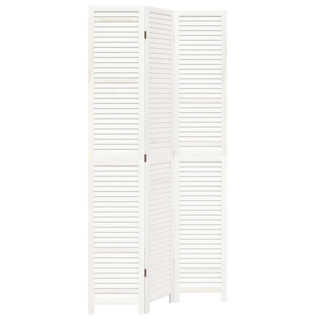 vidaXL Room Divider 3 Panels White Solid Wood Paulownia