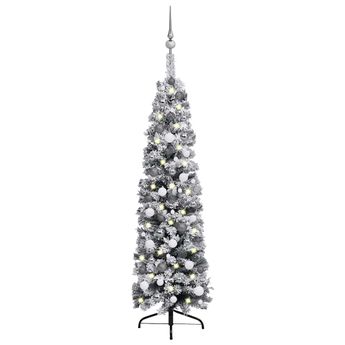 vidaXL Slim Artificial Pre-lit Christmas Tree with Ball Set Green 59.1"