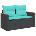 vidaXL Garden Sofa with Cushions 2-Seater Black Poly Rattan