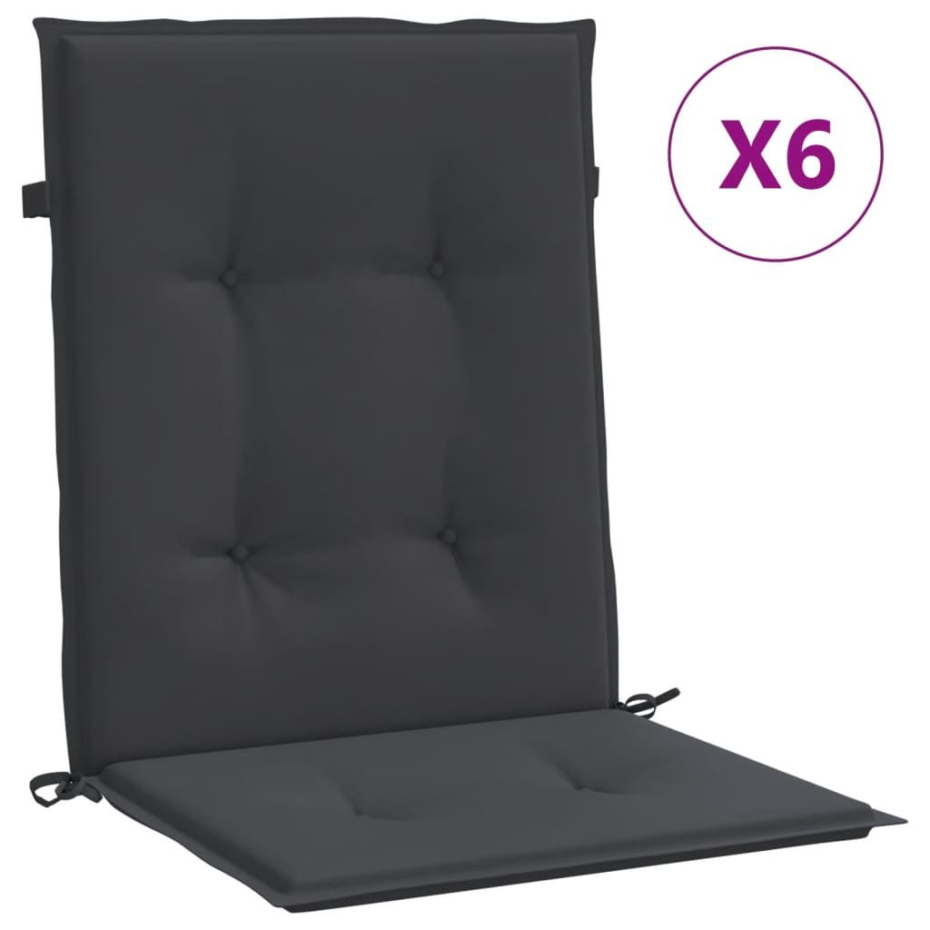 vidaXL Garden Lowback Chair Cushions 6 pcs Black 100x50x3 cm Oxford Fabric