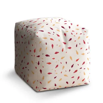 Sablio Taburet Cube Barevné podzimní listí - 50x50x50 cm