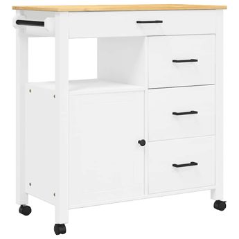 vidaXL Kitchen Trolley MONZA 33.1"x15.7"x34.8" Solid Wood Pine