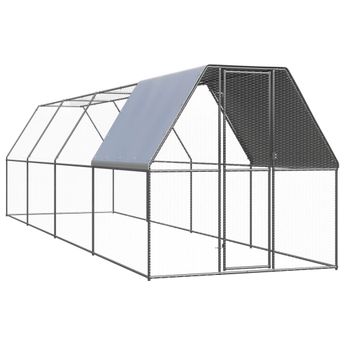 vidaXL Outdoor Chicken Cage 6.6'x26.2'x6.6' Galvanized Steel