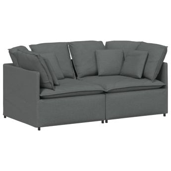 vidaXL Modular Sofa with Cushions Fabric Dark Gray