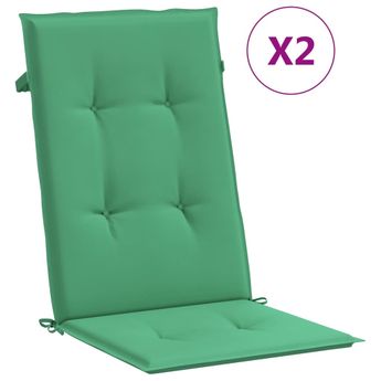 vidaXL Garden Highback Chair Cushions 2 pcs Green 47.2"x19.7"x1.2" Fabric