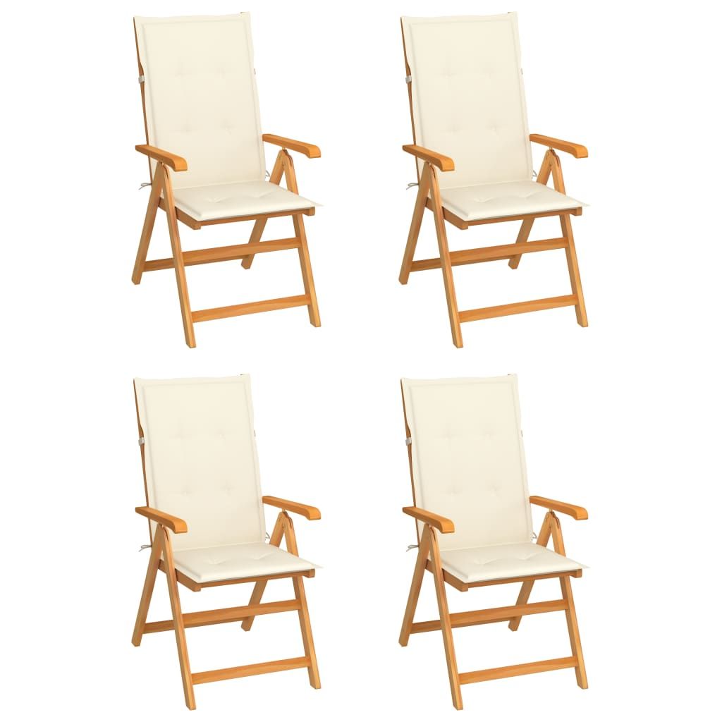 vidaXL Garden Chairs 4 pcs with Cream Cushions Solid Teak Wood