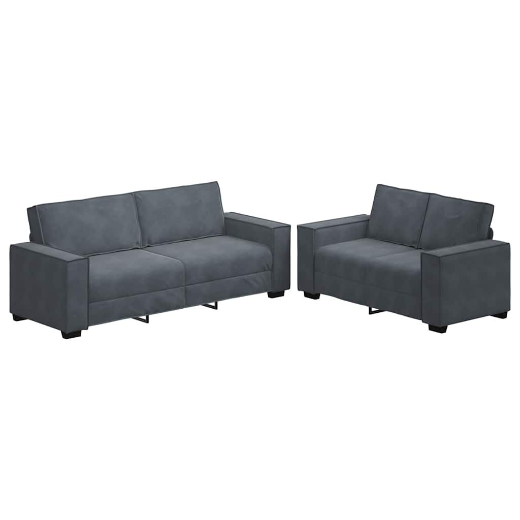 vidaXL 2 Piece Sofa Set with Cushions Dark Gray Velvet