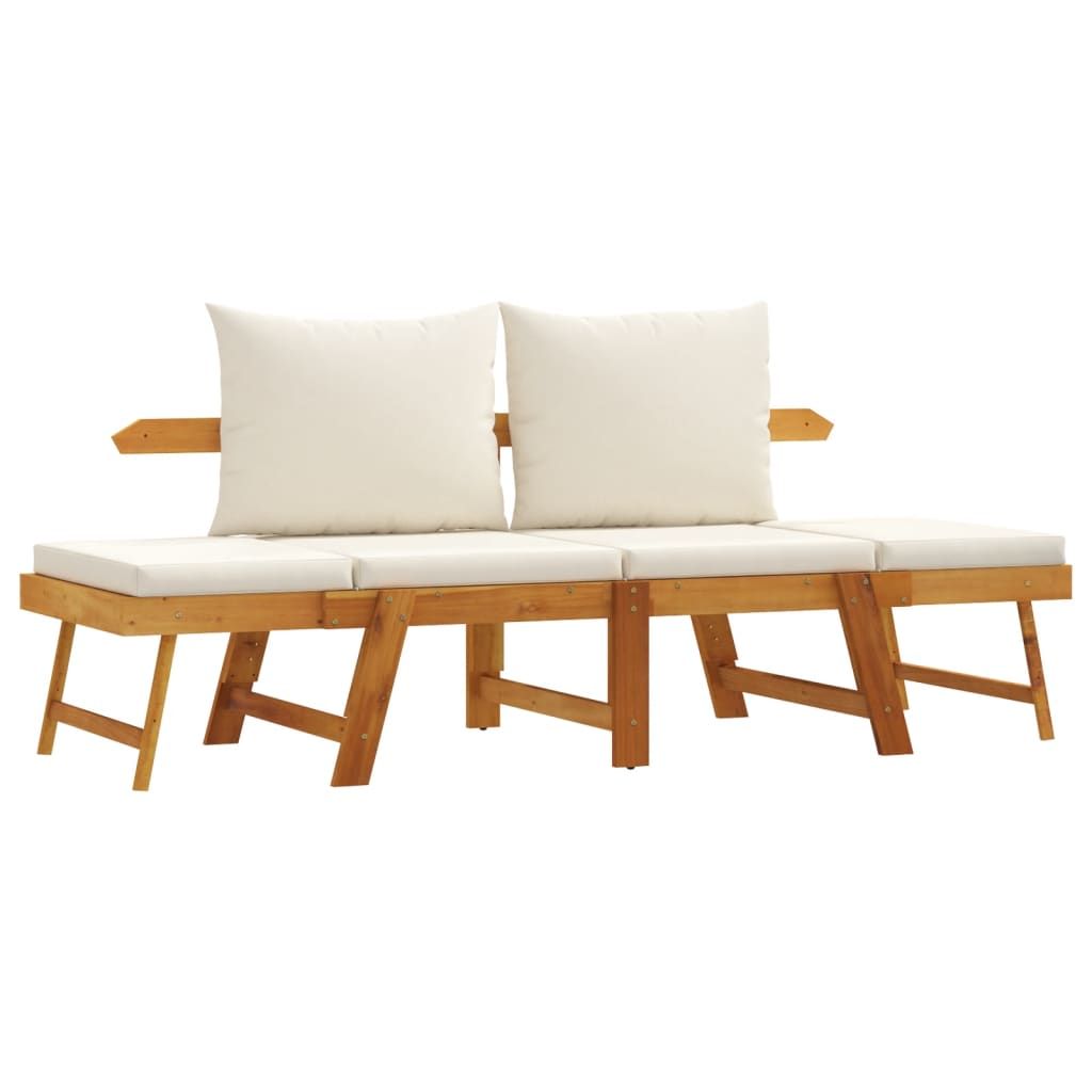 vidaXL Patio Bench with Cushions 2-in-1 Solid Wood Acacia