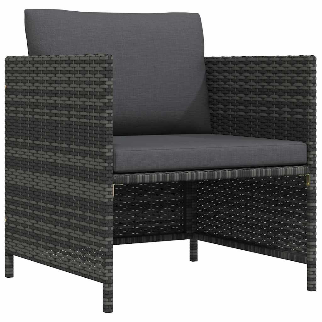vidaXL Patio Sofa with Cushions Gray Poly Rattan