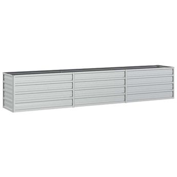 vidaXL Garden Raised Bed 94.5"x15.7"x17.7" Galvanized Steel Silver