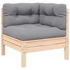 vidaXL Patio Corner Sofa with Gray Cushions Solid Pinewood