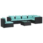vidaXL 7 Piece Patio Lounge Set with Cushions Poly Rattan Black